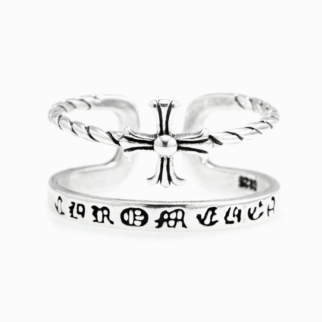 To My Granddaughter "Prayer is the road to heaven but, faith opens doors." Adjustable Cross Chain Ring