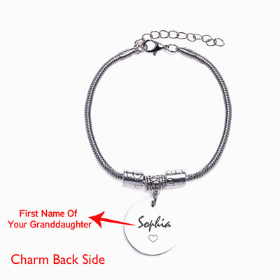 [Custom Name] To My Granddaughter "The love between a grandmother and granddaughter is forever" Charm Bracelet