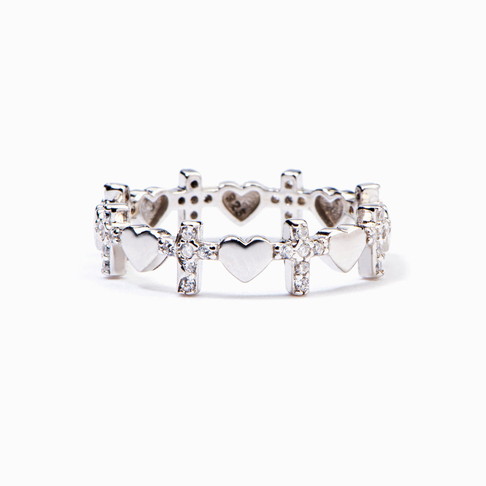 To My Bonus Daughter "You are loved" Cross Heart Ring