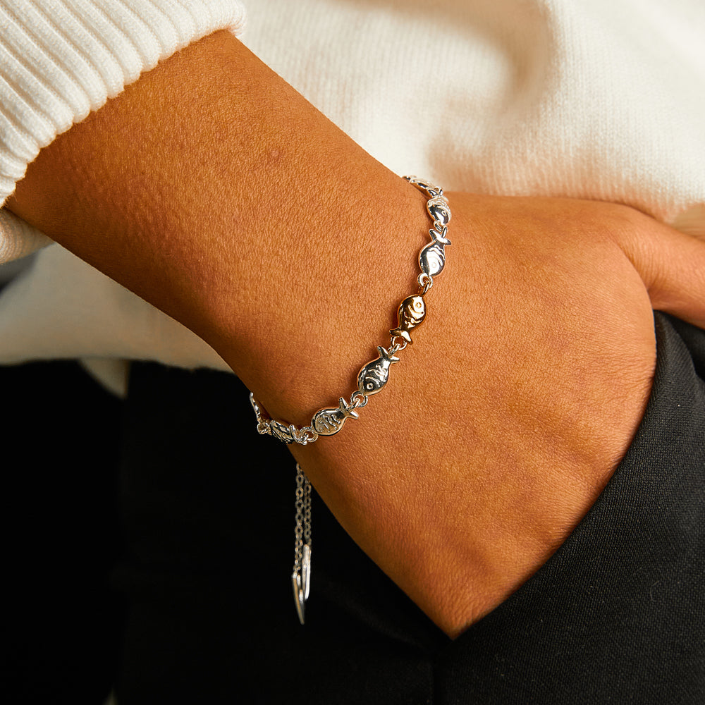 "Be yourself  swimming against the current" Fish Bracelet