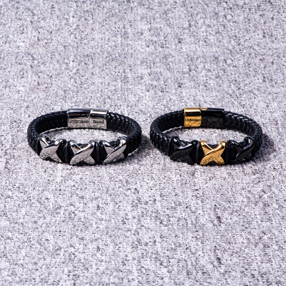 To My Grandson "A BOND THAT CAN'T BE BROKEN" Leather Braided Bracelet