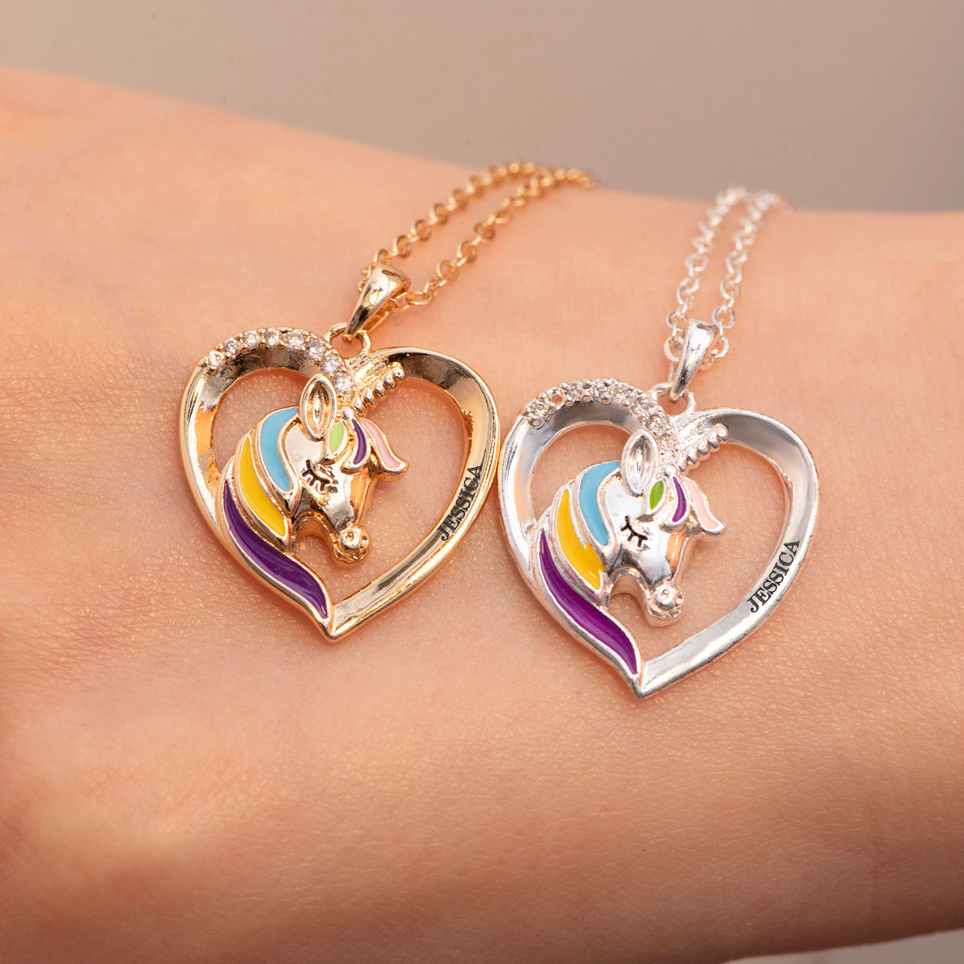 [Children’s Necklace] "One day you'll soar and fly high with rainbows in the sky." Unicorn Necklace