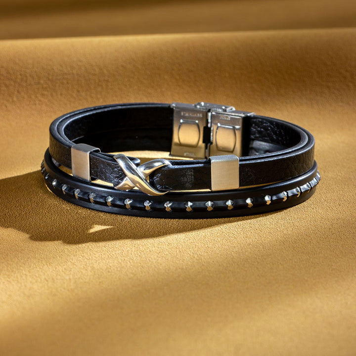 To My Son "I'll support you with an everlasting knot." Leather Knot Bracelet