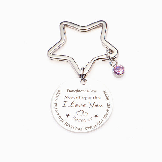 "Marriage made you family, love made you my daughter" Star Key Ring