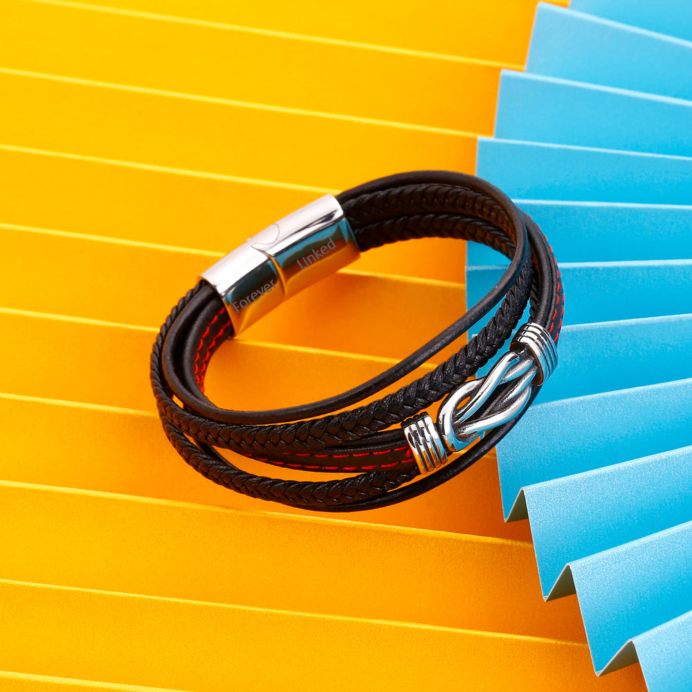 To My Son "A Powerful Bond" Leather Braided Bracelet