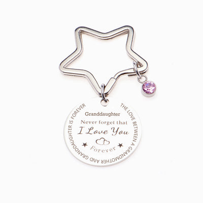 To My Granddaughter "Always keep me in your heart, for you are always in mine" Star Key Ring