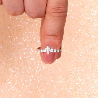 "Have faith and pray always" Cross Ring