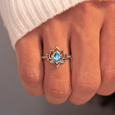 "Be like a lotus flower" S925 Sterling Silver Zircon Ring