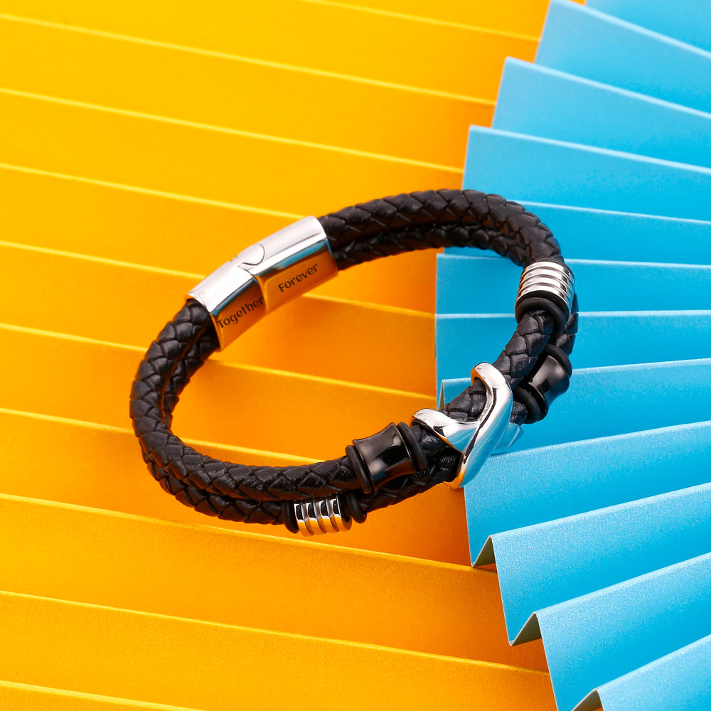 To My Son "LINKED BY THE HEART" Leather Braided Bracelet