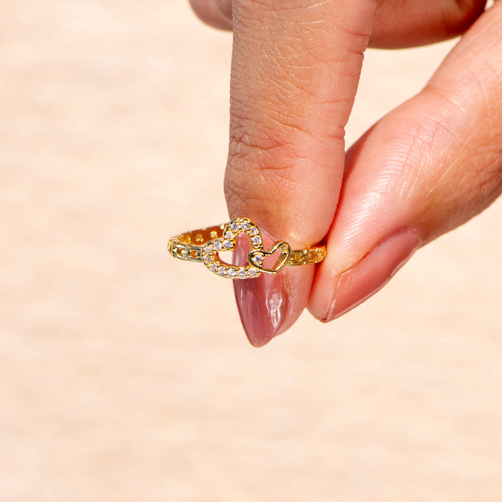 To My Granddaughter "Always in my heart" Double Heart Ring