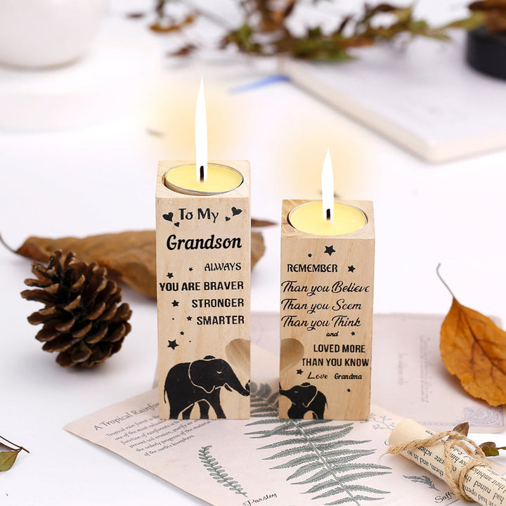 To My Grandson "Forever Love" Lve Candle Holder
