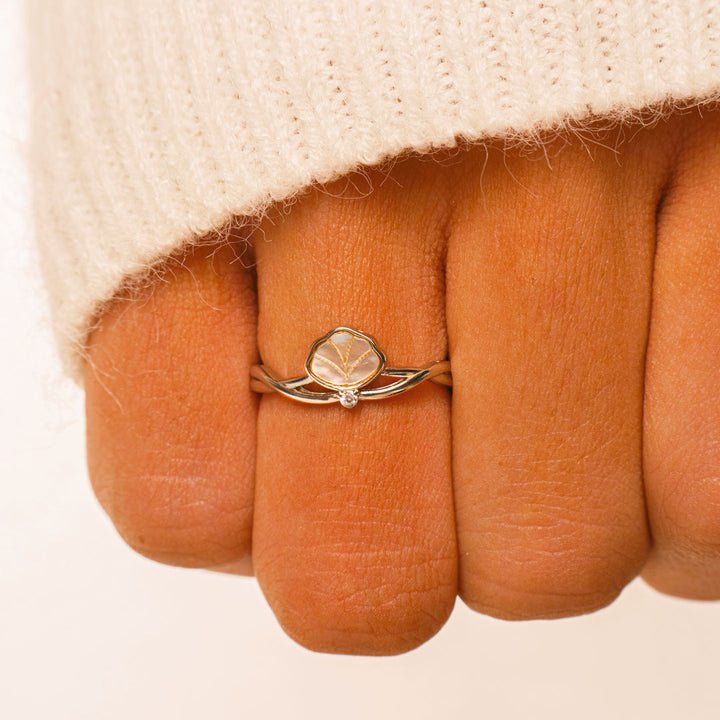 "Like a seashell, you are beautiful and unique, with a story to tell." Adjustable Shell Ring
