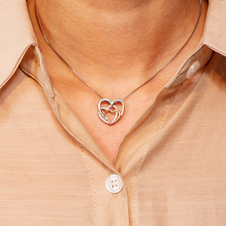 Grandma and granddaughter necklace worn, elegant