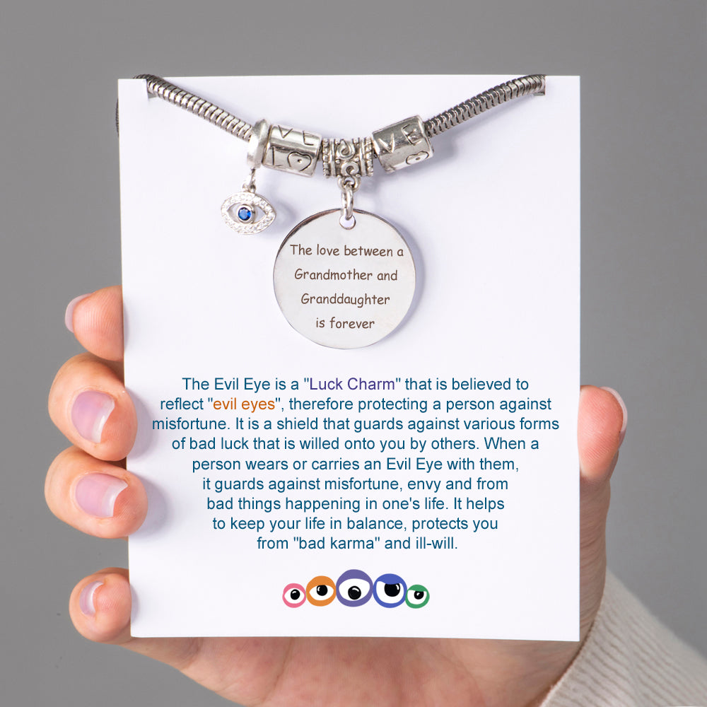 To My Granddaughter "Love and Protect" Evil Eye Bracelet