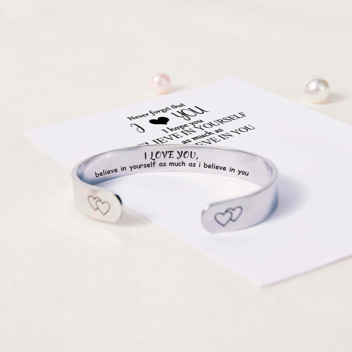"I LOVE YOU believe in yourself as much as i believe in you" Double Heart Bracelet - SARAH'S WHISPER