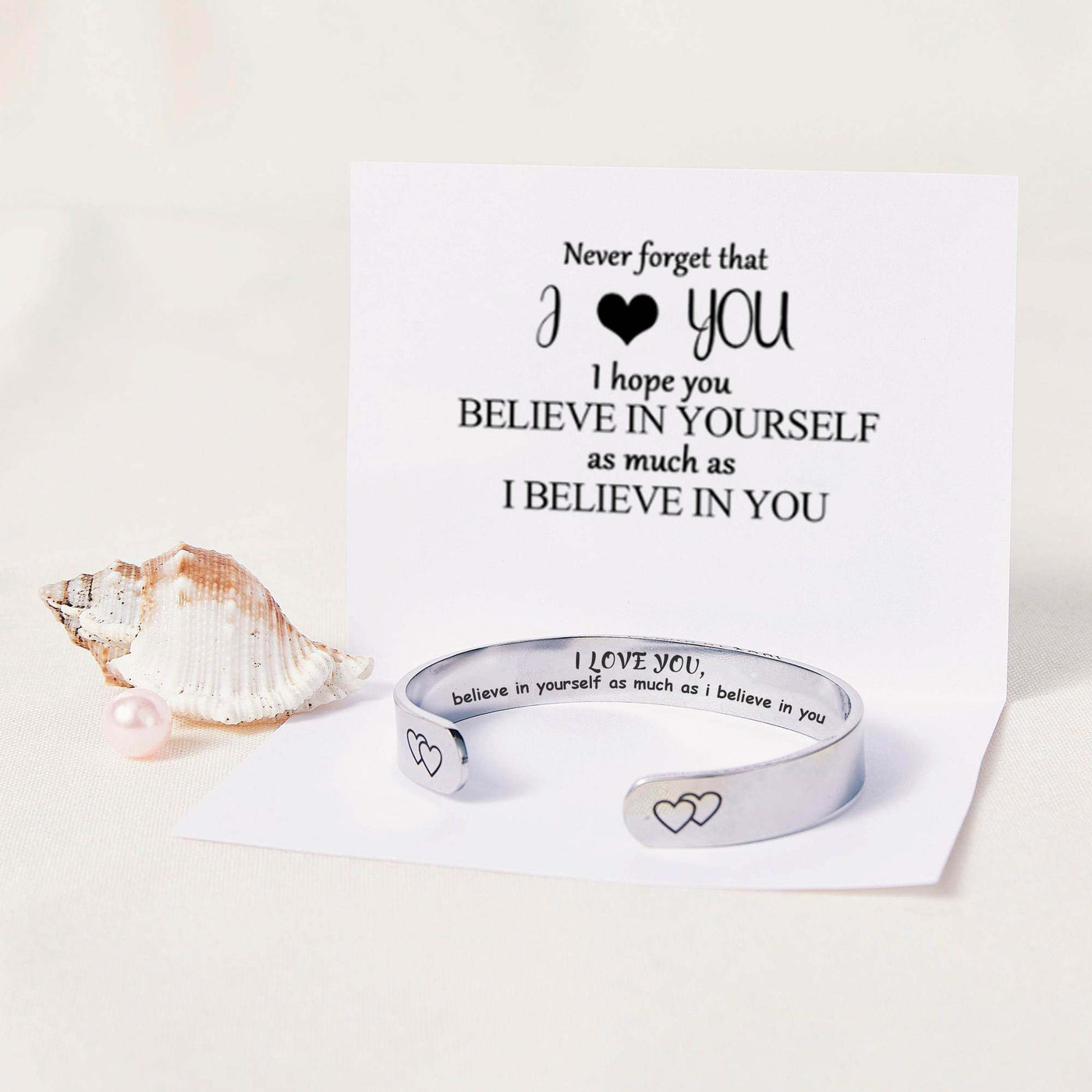 "I LOVE YOU believe in yourself as much as i believe in you" Double Heart Bracelet - SARAH'S WHISPER