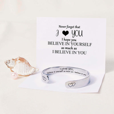 "I LOVE YOU believe in yourself as much as i believe in you" Double Heart Bracelet - SARAH'S WHISPER