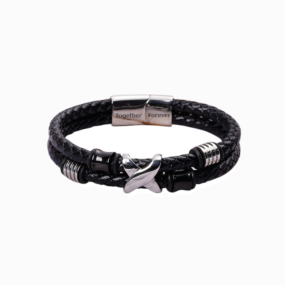 To My Grandson "A link that can never be undone" Leather Braided Bracelet