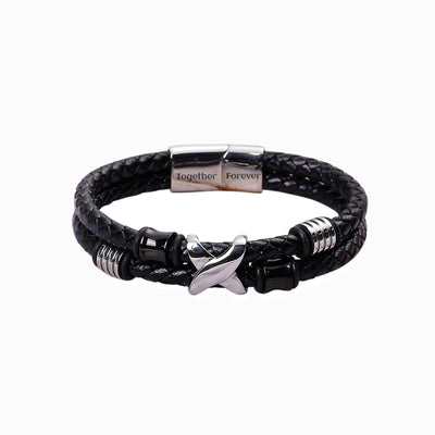 To My Grandson "A link that can never be undone" Leather Braided Bracelet