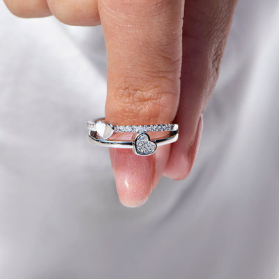 To My Granddaughter "Love Forever" Double Heart Ring