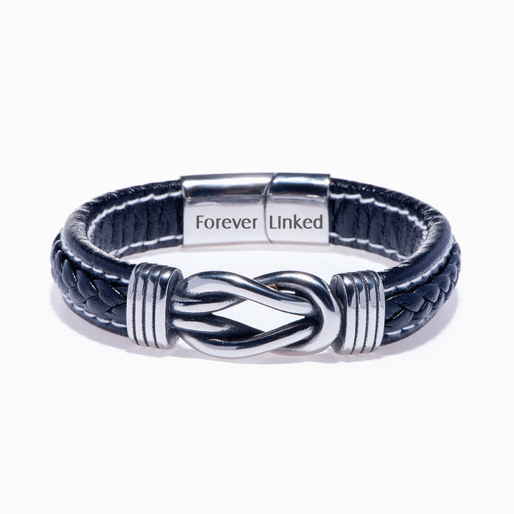 To My Son "Mother and Son Forever Linked Together" Leather Braided Bracelet