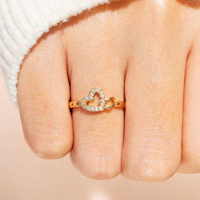To My Granddaughter "Always in my heart" Double Heart Ring