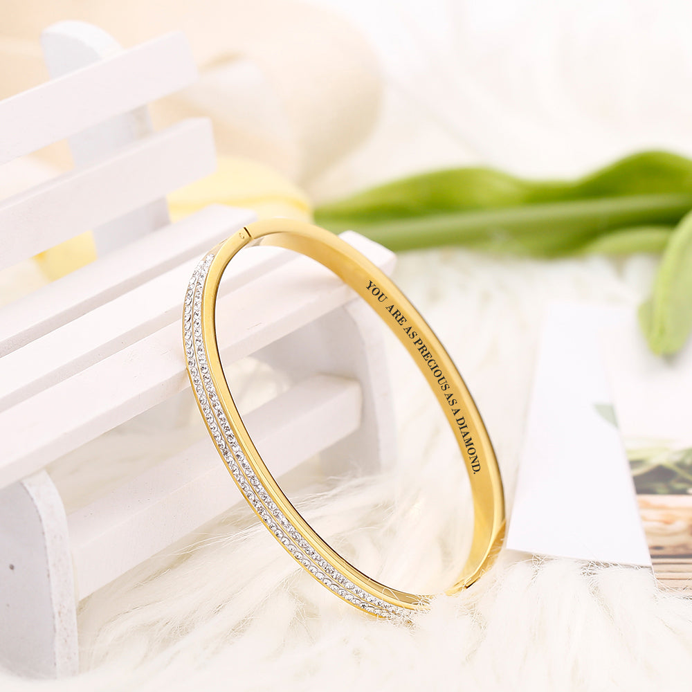 To My Daughter "YOU  ARE AS PRECIOUS AS A DIAMOND." Full Diamond Bracelet