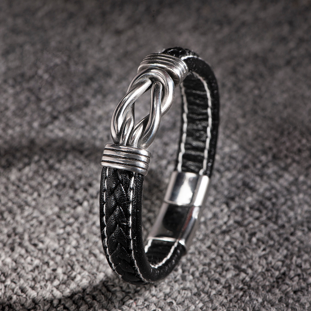 To My Grandson "Never forget that you will always be in my heart" Leather Braided Bracelet