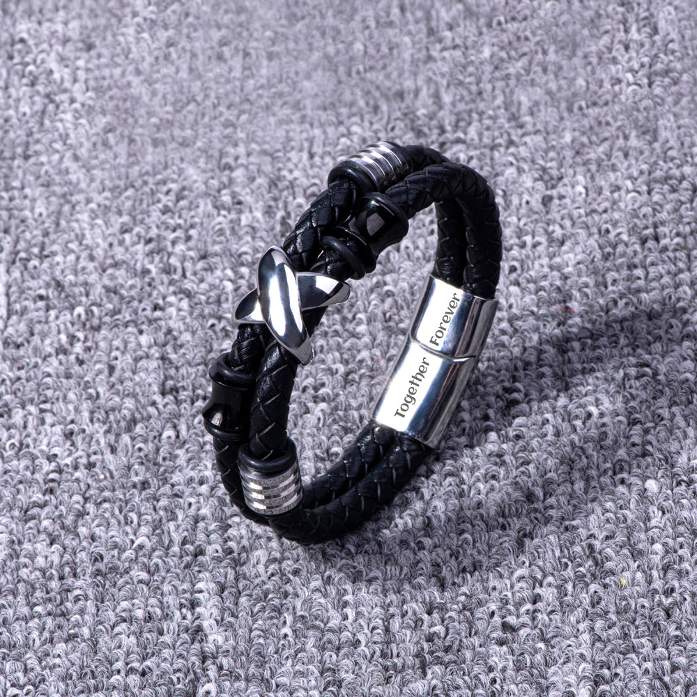 To My Son "A BOND THAT CAN'T BE BROKEN" Leather Braided Bracelet