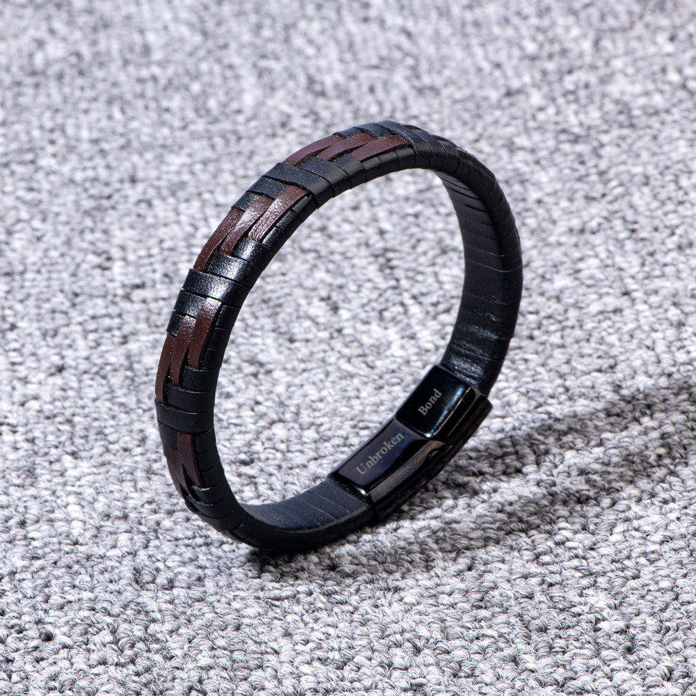 To My Grandson "A BOND THAT CAN'T BE BROKEN" Leather Braided Bracelet