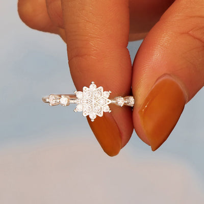 "When nothing goes right, just go left. Always keep an open mind." Snowflake Diamond Ring