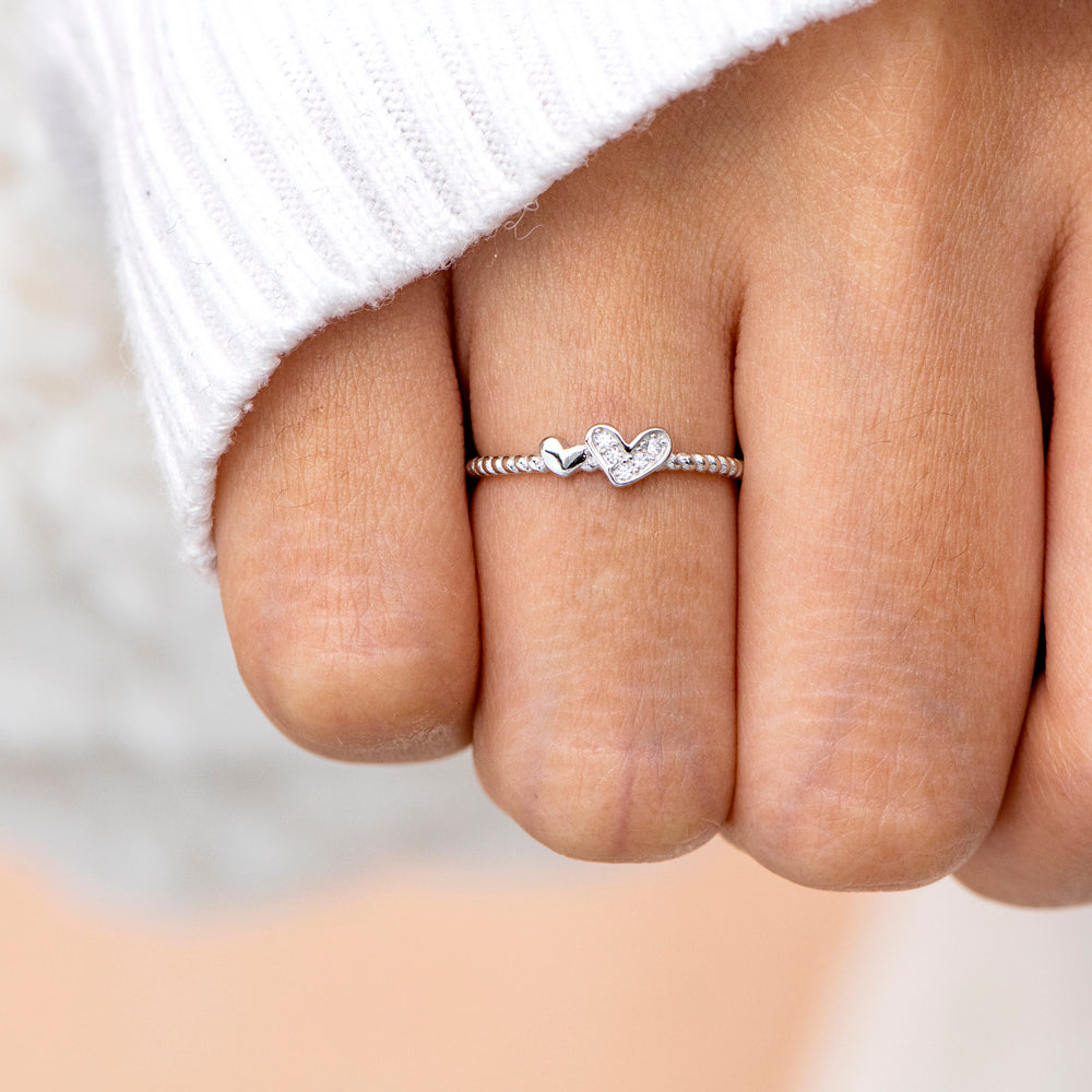 To My Granddaughter "You are always in my heart" Double Heart Ring