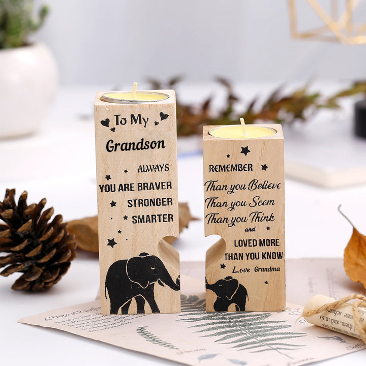 To My Grandson "Forever Love" Lve Candle Holder