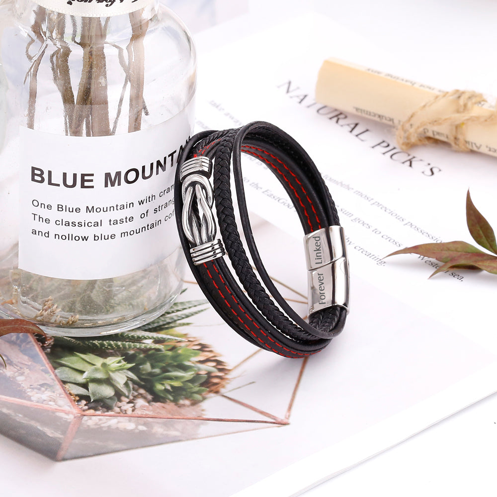 To My Son "A Powerful Bond" Leather Braided Bracelet