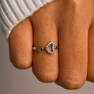 "The love between a grandmother and granddaughter is forever" Double Heart Ring