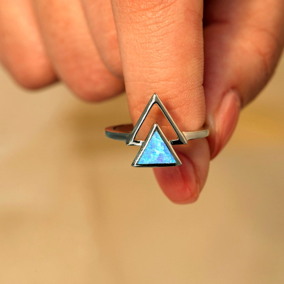 To My Daughter "Forge ahead this year with novel objectives" Triangle Opal Ring