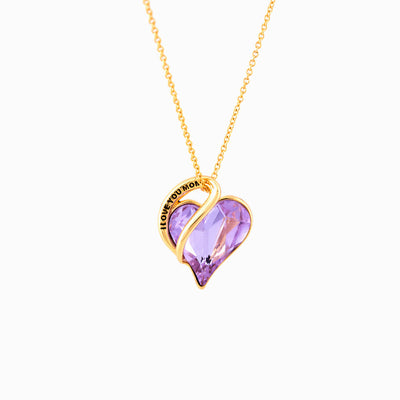To My Mother "I LOVE YOU MOM" Heart Necklace