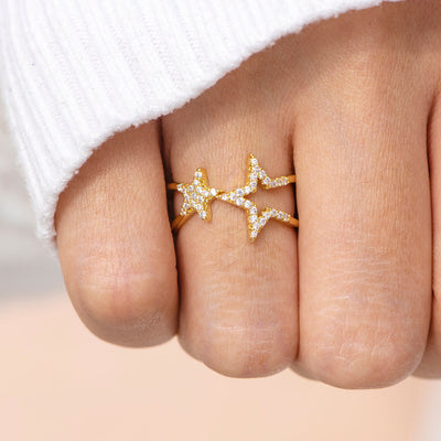 To My Daughter "I will love you to the moon and back" Double Star Ring