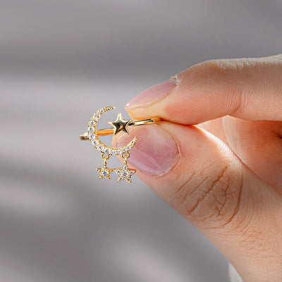 "Shoot for the moon" Adjustable Ring