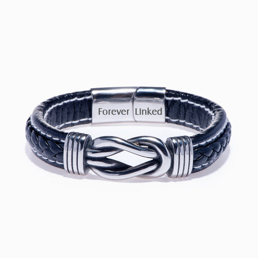 To My Father "Father and Daughter Forever Linked Together" Leather Braided Bracelet