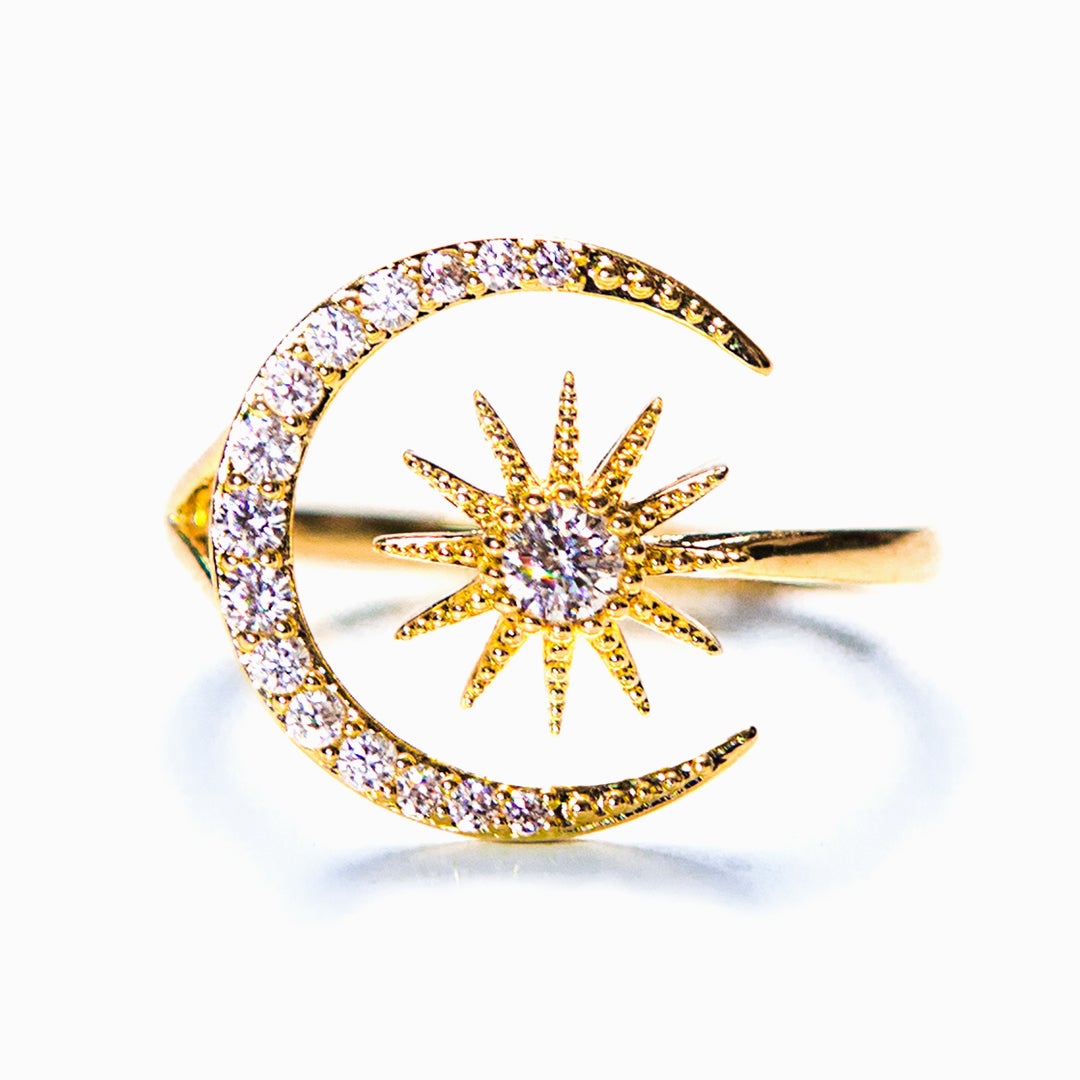 "When the sun goes down, the moon and the stars come out." Adjustable Ring