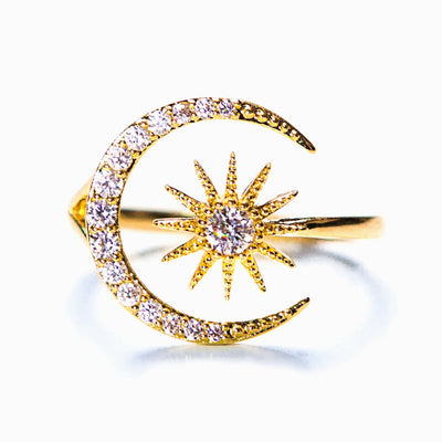"When the sun goes down, the moon and the stars come out." Adjustable Ring