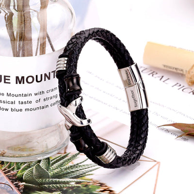 To My Grandson "A link that can never be undone" Leather Braided Bracelet