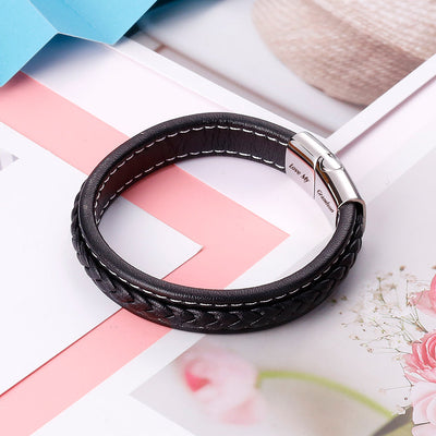 To My Grandson "Forever Love" Leather Braided Bracelet