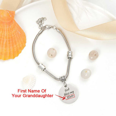 [Custom Name And Optional Address] To My GRANDDAUGHTER "Your [Grandma]'s prayers are still protecting you" Bracelet [💞 Bracelet +💌 Gift Card + 🎁 Gift Box + 💐 Gift Bouquet] - SARAH'S WHISPER