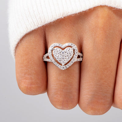 To My Granddaughter "Always in my heart" Double Heart Ring