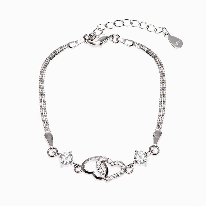 To My Daughter "Forever Linked Together" Double Heart Bracelet