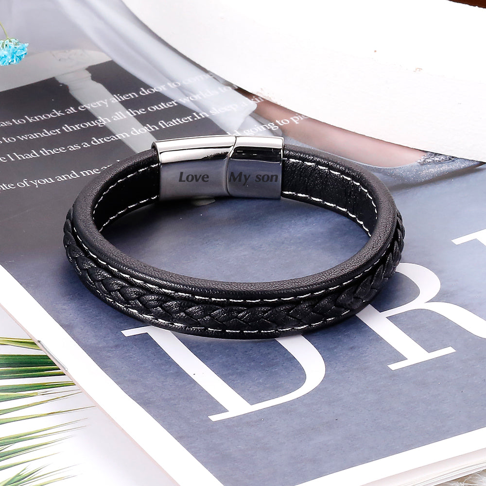To My Son "Forever Love" Leather Braided Bracelet