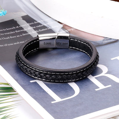 To My Son "Forever Love" Leather Braided Bracelet