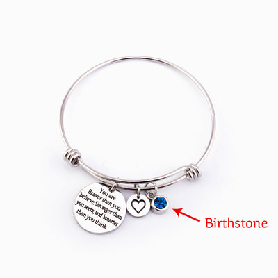 [Custom Birthstone] To My Daughter "BRAVER, STRONGER and SMARTER" Charm Bracelet